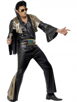 Kostým Elvis- zlatočerný oblek