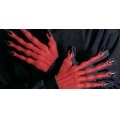 Červené rukavičky s černými drápy