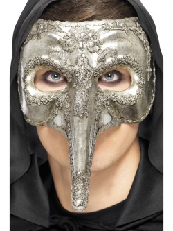 Benátská maska - deluxe stříbrná
