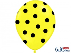 Žlutý pastelový balónek - černé puntíky - 1 ks