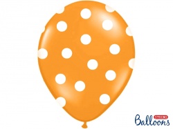 Oranžový pastelový balónek - bílé puntíky - 1 ks