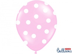 Růžový pastelový balónek - bílé puntíky - 1 ks