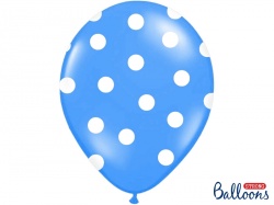 Tmavě modrý pastelový balónek - bílé puntíky - 1 ks