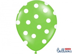 Zelený pastelový balónek - bílé puntíky - 1 ks