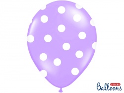 Fialový pastelový balónek - bílé puntíky - 1 ks