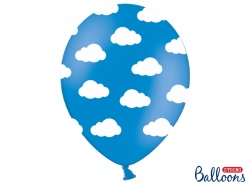 Modrý pastelový balónek - bílé mráčky