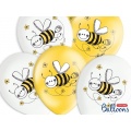 Pastelový balónek - bílý/žlutý - včelka