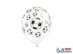 Bílý pastelový balónek - fotbal - 1 ks