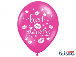 Růžový pastelový balónek s nápisem Hot Party - 1 ks