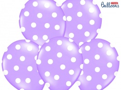 Fialový pastelový balónek - bílé puntíky - 50ks