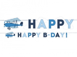 Girlanda Happy Birthday s letadýlkem a mráčky