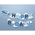 Girlanda Happy Birthday s letadýlkem a mráčky